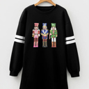 Black Medium Mia Striped Sleeve Sweatshirt Dress