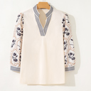  Micah Sleeve Contrast Patchwork Blouse