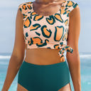 Green Large Michelle Leopard Knotted High Waist Bikini Set