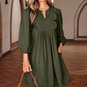 Moss Green XL Michelle Pleated Corduroy Mini Dress