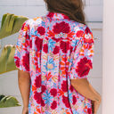  Mikaela Floral Bubble Sleeve Button Up Pleated Shirt