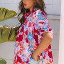  Mikaela Floral Bubble Sleeve Button Up Pleated Shirt