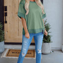  Mikaela Half Sleeve Raw Seam Split Top