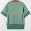  Mikaela Half Sleeve Raw Seam Split Top