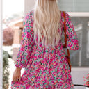  Mikaela Smocked V Neck Puffy Sleeve Floral Dress