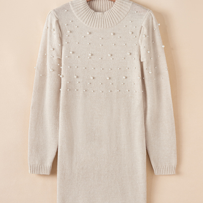 Mila Beaded High Bodycon Sweater