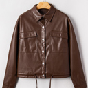  Mila Drawstring Hem Leather Jacket