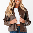 Chicory Coffee Medium Mila Drawstring Hem Leather Jacket
