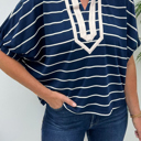 Blue Stripe Small Mila Half Sleeve Dolman Top