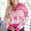 Rose Red Medium Mila Quarter Zip Collard Sweater