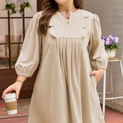 Mila Scallop Detail Mini PLUS Dress