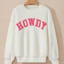 Beige Large Mila Sherpa Howdy Patched Pullover