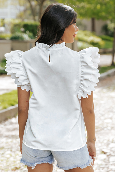 Milan Scalloped Ruffle Sleeve Top