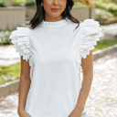  Milan Scalloped Ruffle Sleeve Top