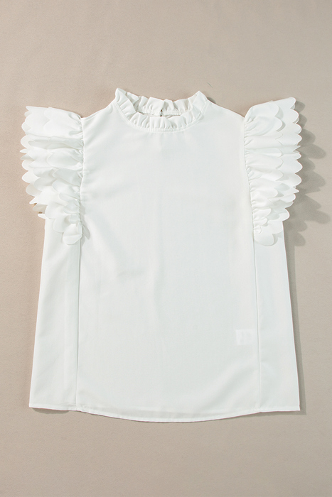 Milan Scalloped Ruffle Sleeve Top