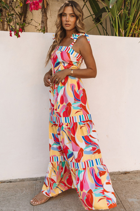Milan Striped Trim Maxi Sundress