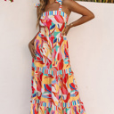  Milan Striped Trim Maxi Sundress