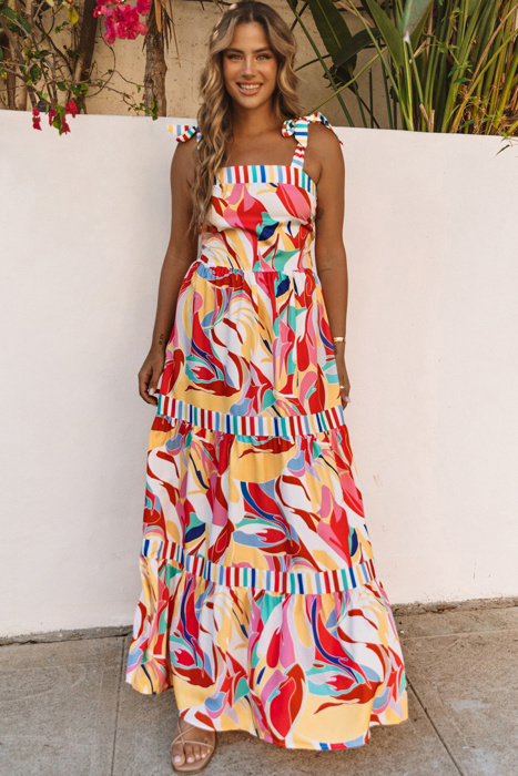 Milan Striped Trim Maxi Sundress