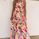 Multicolor Small Milan Striped Trim Maxi Sundress
