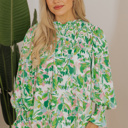  Milena Sleeve Shirred Mock Blouse