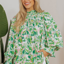  Milena Sleeve Shirred Mock Blouse