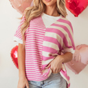 Pink Stripe XL Miley High Low Loose Top