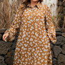 Khaki 1X Miley Print Puff Sleeve PLUS Dress