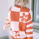  Miller Checkered Floral Striped Sleeve Sweater