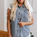 Beau Blue XL Miller Denim Flap Pocke Vest