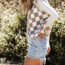  Mindi Checkered Sherpa Collared Jacket Vest