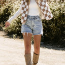  Mindi Checkered Sherpa Collared Jacket Vest