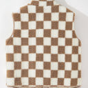  Mindi Checkered Sherpa Collared Jacket Vest