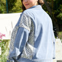  Miriam Plus Size Leopard Patchwork Denim Jacket