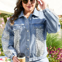  Miriam Plus Size Leopard Patchwork Denim Jacket
