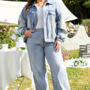  Miriam Plus Size Leopard Patchwork Denim Jacket