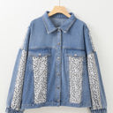  Miriam Plus Size Leopard Patchwork Denim Jacket