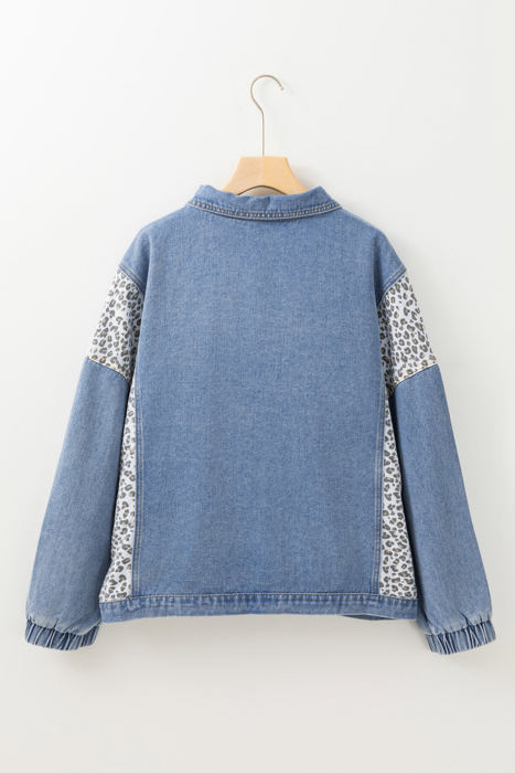 Miriam Plus Size Leopard Patchwork Denim Jacket