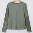  Miriam Ribbed Lace Patchwork Long Sleeve Top