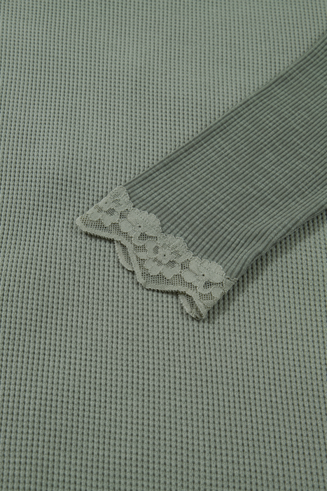 Miriam Ribbed Lace Patchwork Long Sleeve Top