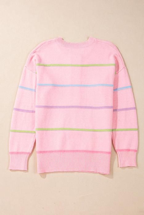 Miriam Stripes Baggy Henley Sweater