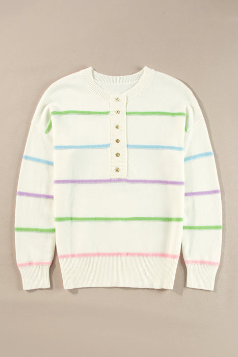 Miriam Stripes Baggy Henley Sweater