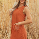  Molly Corduroy Western Embroidered Patched Pocket Mini Dress