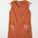  Molly Corduroy Western Embroidered Patched Pocket Mini Dress