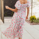  Molly Floral Square Neck Empire Waist Tiered Maxi Dress