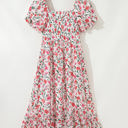  Molly Floral Square Neck Empire Waist Tiered Maxi Dress