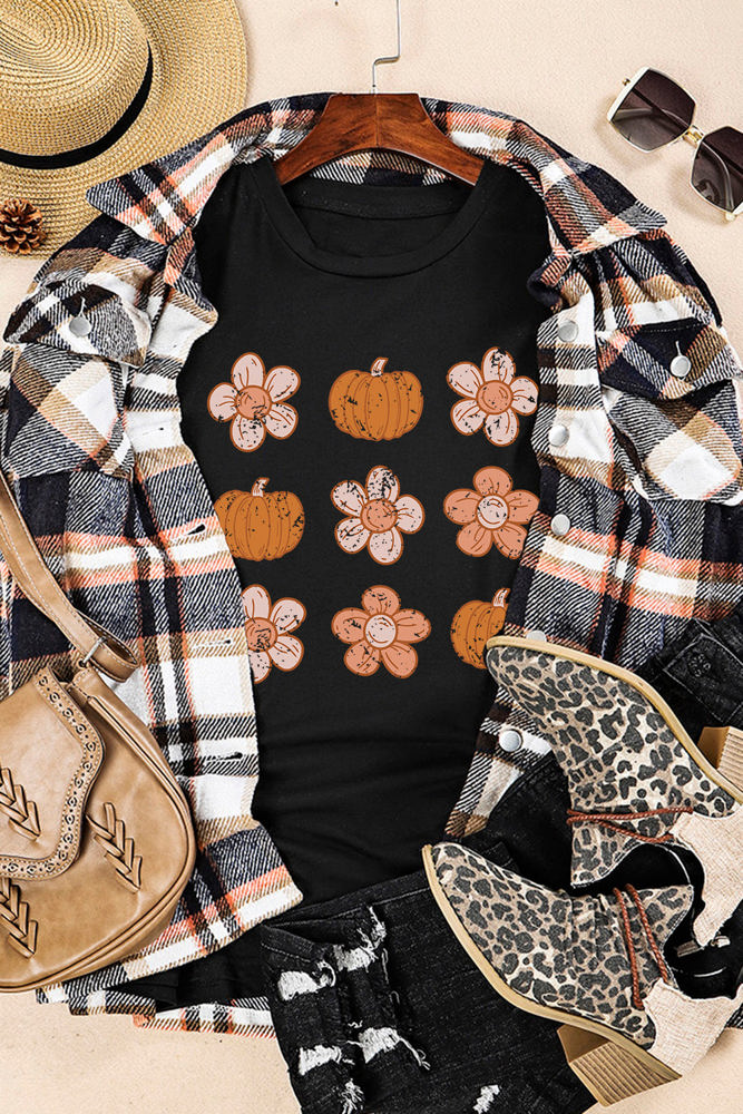 Molly Pumpkin Flower Graphic Top