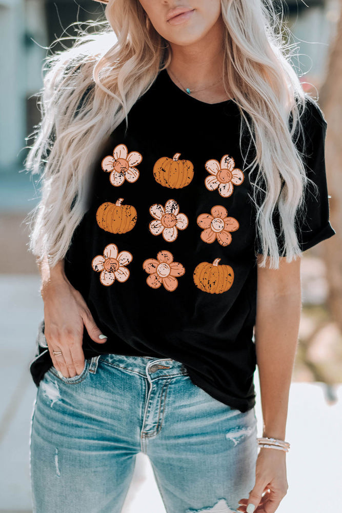 Molly Pumpkin Flower Graphic Top