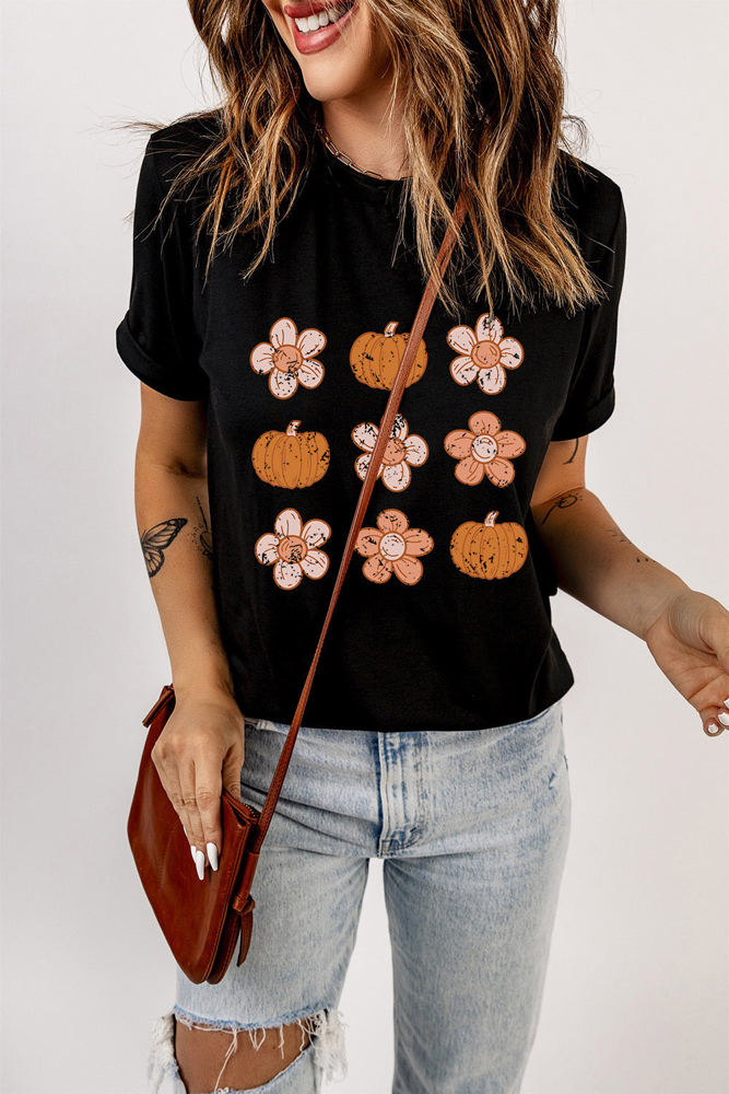 Molly Pumpkin Flower Graphic Top