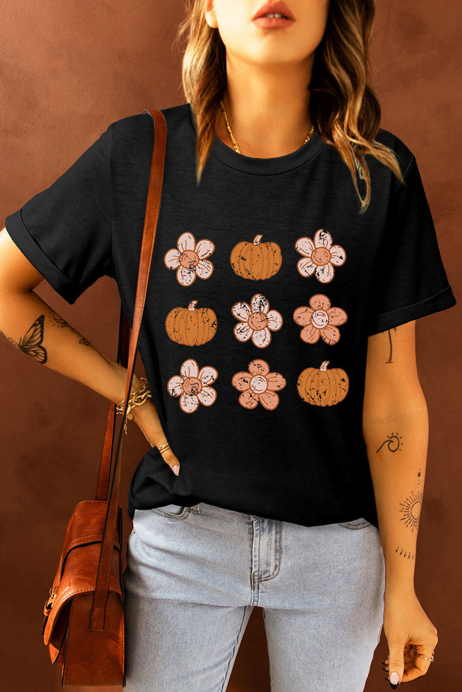 Molly Pumpkin Flower Graphic Top