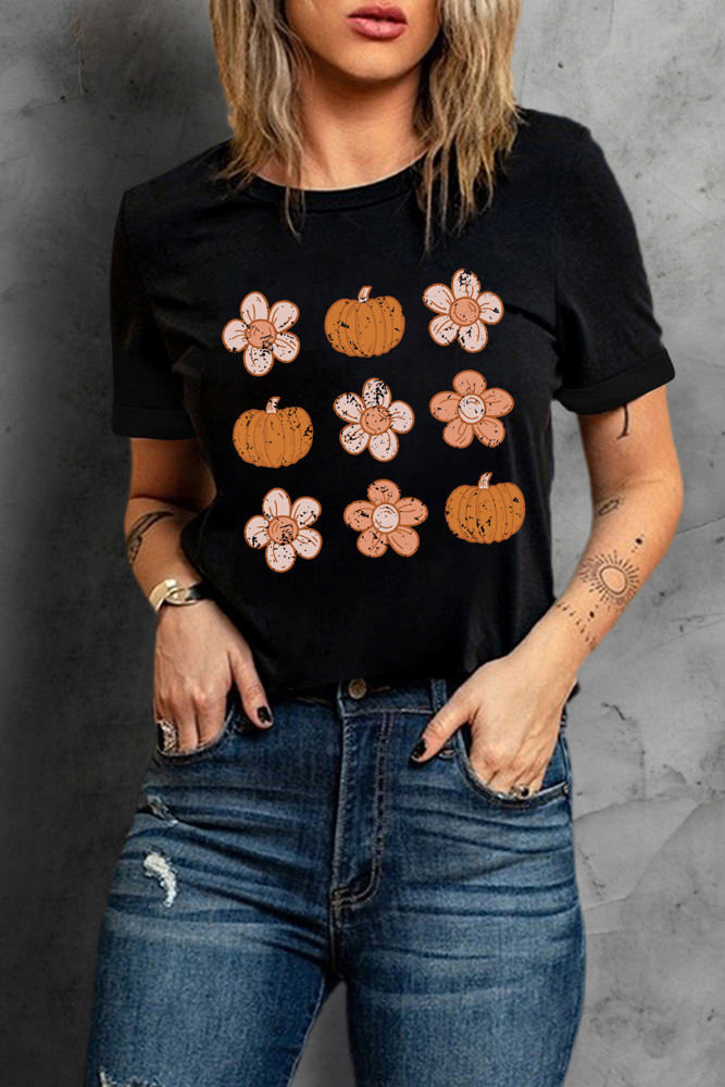 Molly Pumpkin Flower Graphic Top